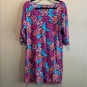 Lilly Pulitzer Vibrant Floral 3/4 Sleeve Dress